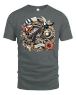 Vintage Camera Graphic Tee - gray t-shirt on white background