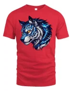 Electric Blue Wolf Spirit T-shirt - red t-shirt on white background