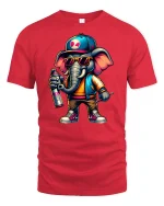 Cool Graffiti Elephant Street Style T-shirt - red t-shirt on white background