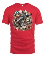 Vintage Camera Graphic Tee - red t-shirt on white background