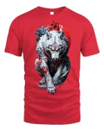 Samurai Wolf Spirit Warrior T-shirt - red t-shirt on white background