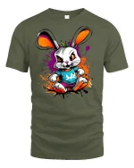 Rebel Bunny Graphic Tee - military green t-shirt on white background