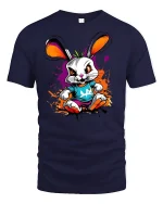 Rebel Bunny Graphic Tee - navy t-shirt on white background