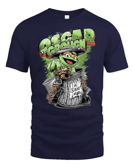 Funny Oscar Grouch Parody Tee - navy t-shirt on white background