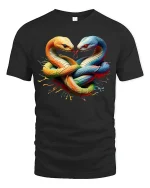 Twin Serpent Heart Knot Tee - black t-shirt on white background