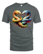 Twin Serpent Heart Knot Tee - gray t-shirt on white background