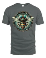 Steampunk Bee Mechanical Gear T-shirt - gray t-shirt on white background