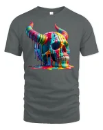 Melting Rainbow Skull T-shirt - gray t-shirt on white background