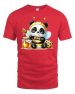 Cute Panda Bee With Honey Jar T-shirt - red t-shirt on white background
