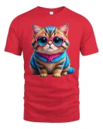Cute Cool Cat T-shirt - red t-shirt on white background