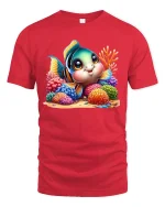 Cute Tropical Fish Coral Reef T-shirt - red t-shirt on white background