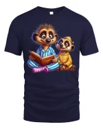 Cute Meerkat Pajama Party Bedtime Tee - navy t-shirt on white background