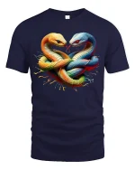 Twin Serpent Heart Knot Tee - navy t-shirt on white background