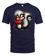 Cute Skunk Holding Heart T-shirt - navy t-shirt on white background