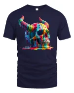 Melting Rainbow Skull T-shirt - navy t-shirt on white background