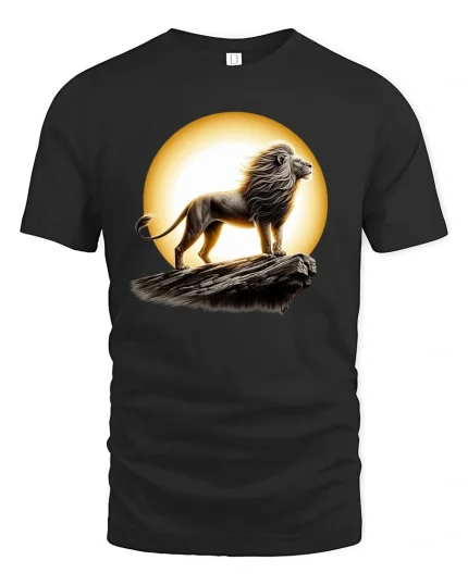 Majestic Lion King Graphic T-shirt - black t-shirt on white background