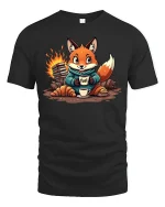 Coffee Fox Fuel Funny Morning T-shirt - black t-shirt on white background