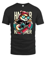 Cool Skateboard Hamster Tee - black t-shirt on white background