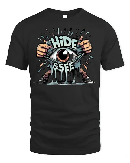 Hide and Seek Eye Tee - black t-shirt on white background