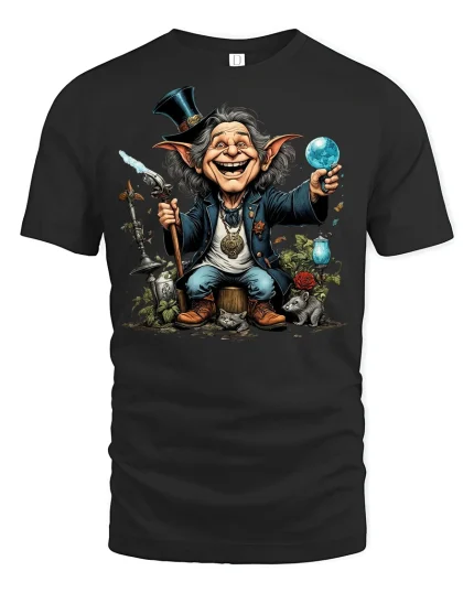 Goblin Wizard Magic Fantasy T-shirt - black t-shirt on white background