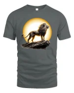 Majestic Lion King Graphic T-shirt - gray t-shirt on white background