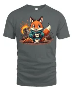 Coffee Fox Fuel Funny Morning T-shirt - gray t-shirt on white background
