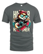 Cool Skateboard Hamster Tee - gray t-shirt on white background