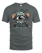 Hide and Seek Eye Tee - gray t-shirt on white background