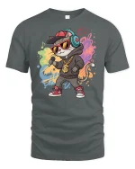 Hip Hop Rap Cat Graphic Tee - gray t-shirt on white background