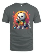 Street Style Hoodie Bear T-shirt - gray t-shirt on white background