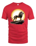 Majestic Lion King Graphic T-shirt - red t-shirt on white background