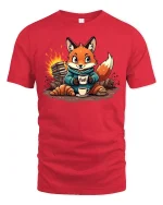 Coffee Fox Fuel Funny Morning T-shirt - red t-shirt on white background