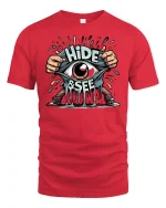 Hide and Seek Eye Tee - red t-shirt on white background