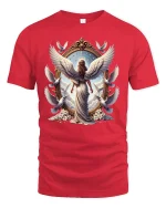 Guardian Angel Wings and Doves Tee - red t-shirt on white background