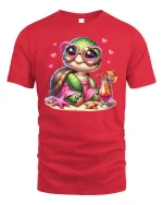 Cute Turtle Beach Vibes Tee - red t-shirt on white background