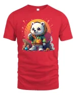 Street Style Hoodie Bear T-shirt - red t-shirt on white background