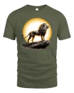 Majestic Lion King Graphic T-shirt - military green t-shirt on white background