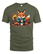Coffee Fox Fuel Funny Morning T-shirt - military green t-shirt on white background
