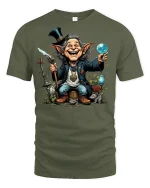 Goblin Wizard Magic Fantasy T-shirt - military green t-shirt on white background