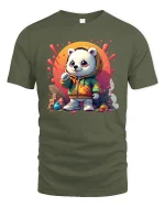 Street Style Hoodie Bear T-shirt - military green t-shirt on white background