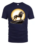 Majestic Lion King Graphic T-shirt - navy t-shirt on white background