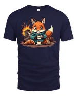 Coffee Fox Fuel Funny Morning T-shirt - navy t-shirt on white background