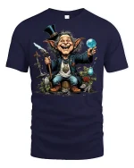 Goblin Wizard Magic Fantasy T-shirt - navy t-shirt on white background