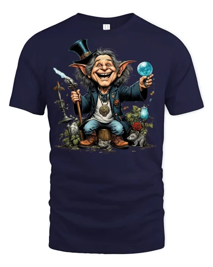 Goblin Wizard Magic Fantasy T-shirt - navy t-shirt on white background
