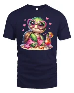 Cute Turtle Beach Vibes Tee - navy t-shirt on white background