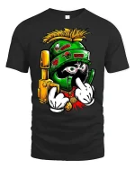 Space Warrior Cartoon Graphic T-shirt - black t-shirt on white background