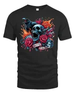 Movie Screams Horror Skull T-shirt - black t-shirt on white background
