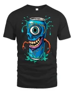 Monster Soda Can Cyclops T-shirt - black t-shirt on white background