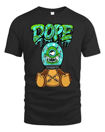 Dope Monster Teddy Bear T-shirt - black t-shirt on white background