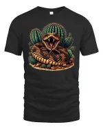 Desert Rattlesnake Cactus Graphic T-shirt - black t-shirt on white background